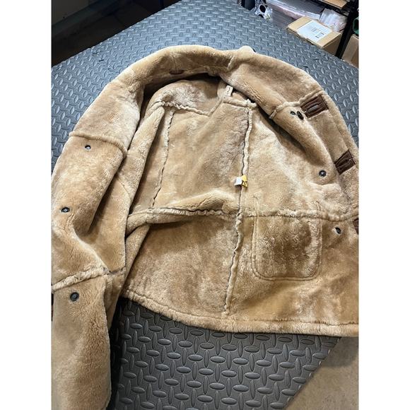 Vintage Sheepskin Sherpa Lined Double Breasted Suede Coat‎ Fits Womens L/XL - Picture 8 of 10